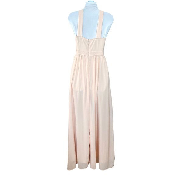 Lulus Air of Romance Peach Georgette Halter Bodice Lined Maxi Formal Gown Small - Picture 4 of 8